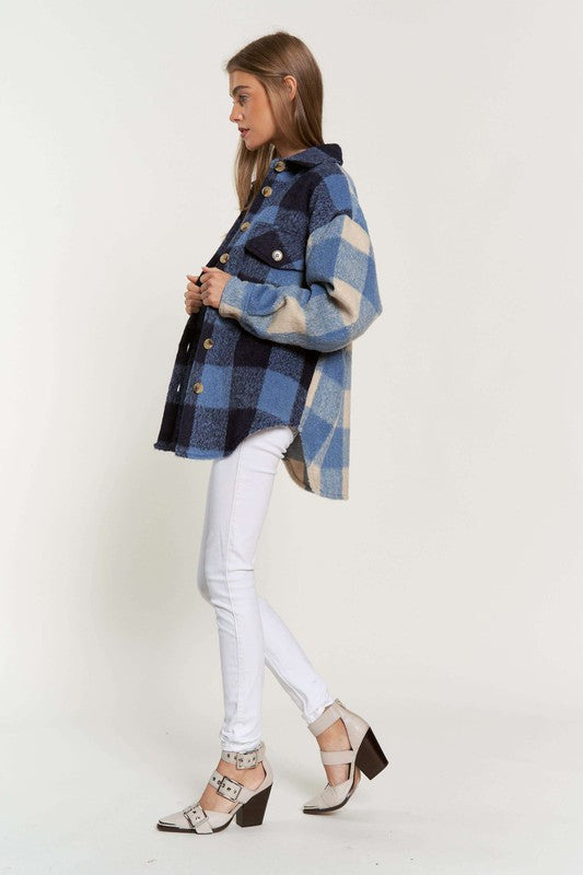 Plaid Blue Two-Toned Shacket