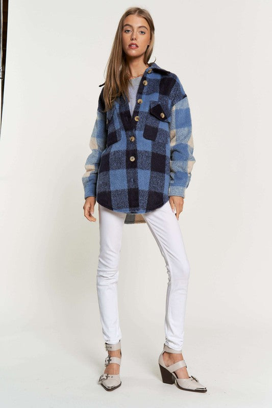 Plaid Blue Two-Toned Shacket