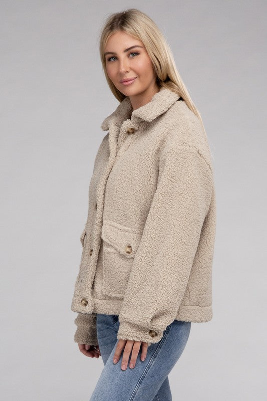 Cozy Sherpa Button Jacket