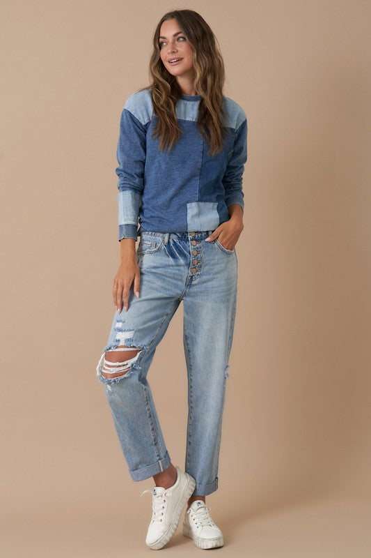 Rolled Up Boyfriend Jeans