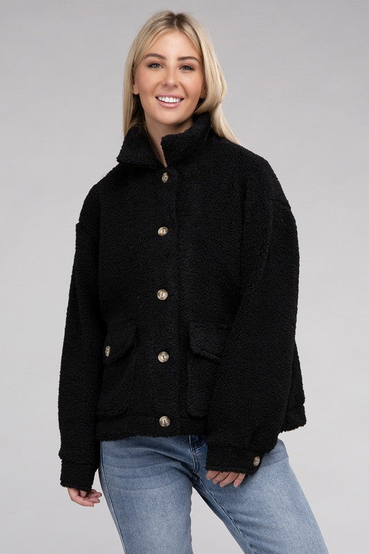 Cozy Sherpa Button Jacket