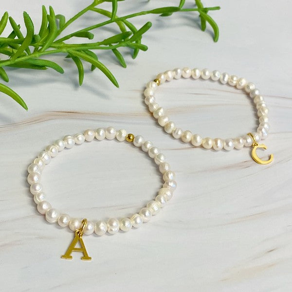 Pearl Initial Charm Bracelet