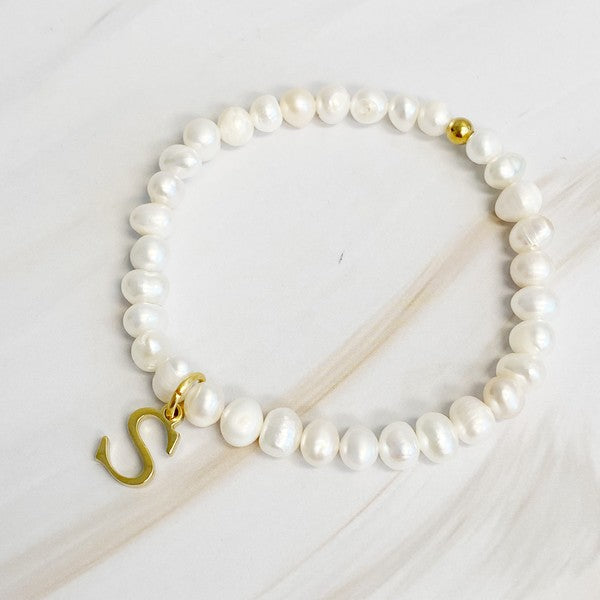 Pearl Initial Charm Bracelet