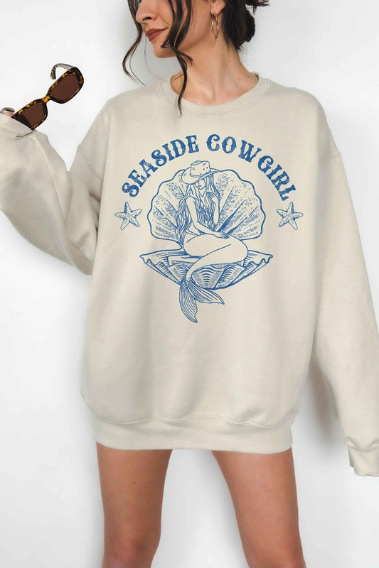 SEASIDE COWGIRL WESTERN OVERSIZED SWEATSHIRT