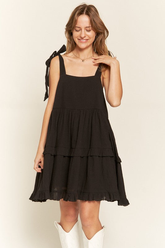 Square Neck Ruffle Dress +