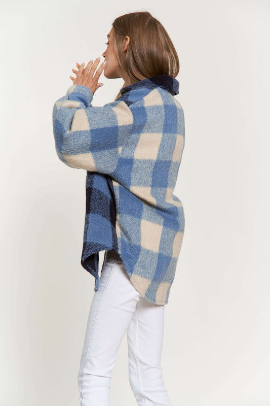 Plaid Blue Two-Toned Shacket