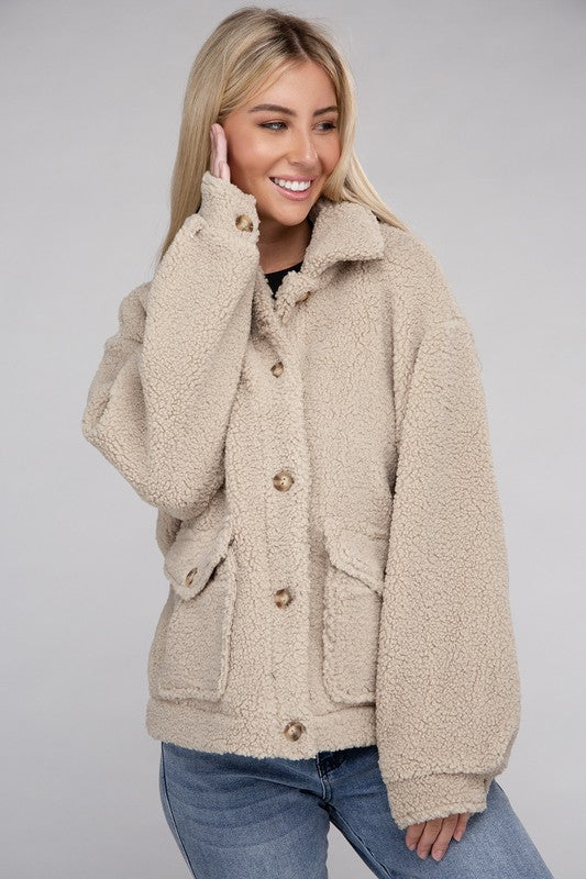 Cozy Sherpa Button Jacket