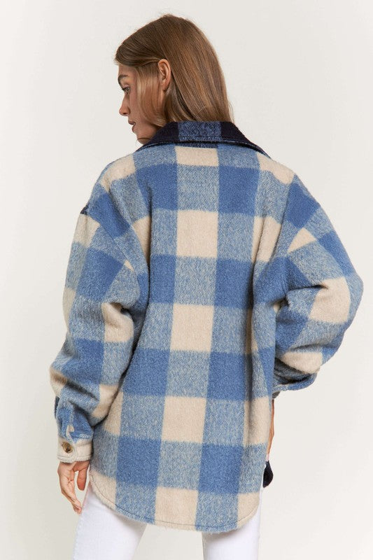 Plaid Blue Two-Toned Shacket