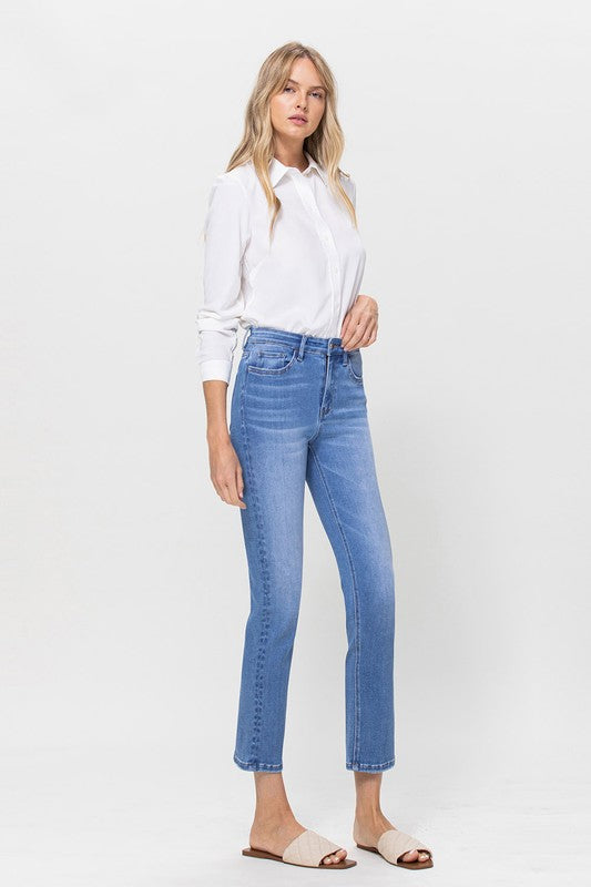 High Rise Crop Straight Jeans