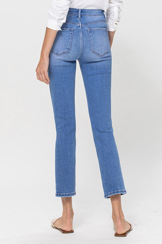 High Rise Crop Straight Jeans