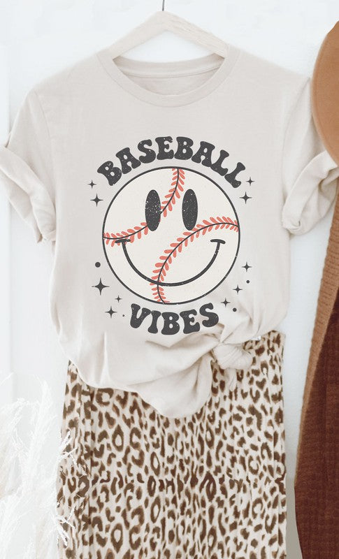 Retro Baseball Vibes Smiley Graphic Tee