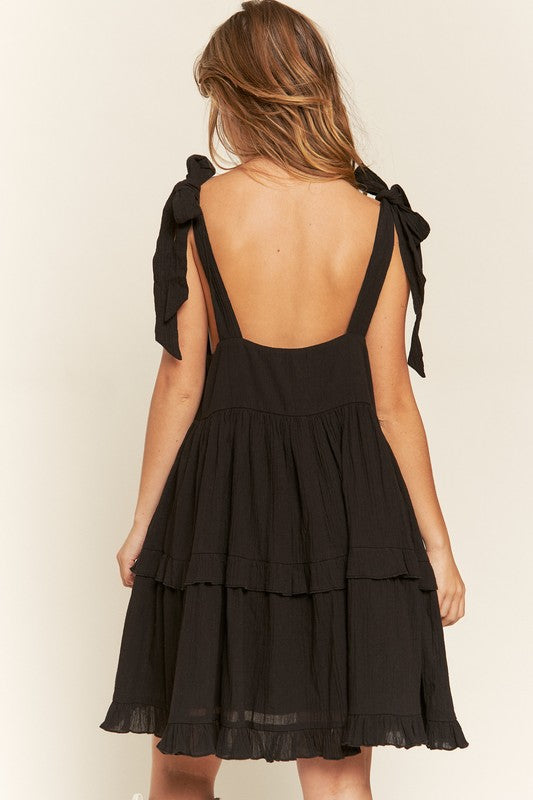 Square Neck Ruffle Dress +