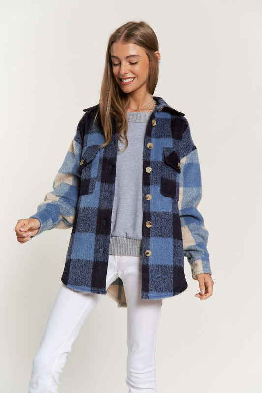 Plaid Blue Two-Toned Shacket