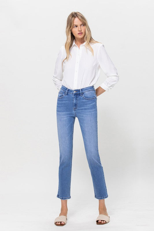 High Rise Crop Straight Jeans