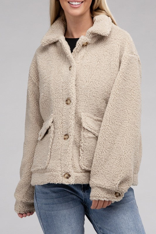 Cozy Sherpa Button Jacket