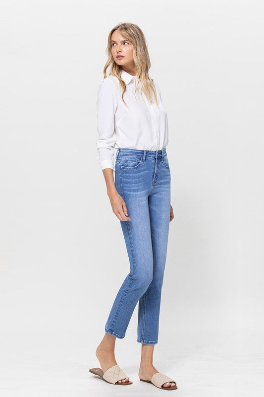 High Rise Crop Straight Jeans