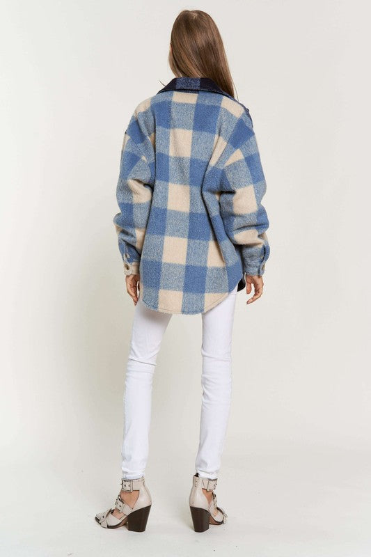 Plaid Blue Two-Toned Shacket