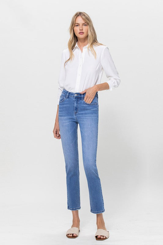 High Rise Crop Straight Jeans