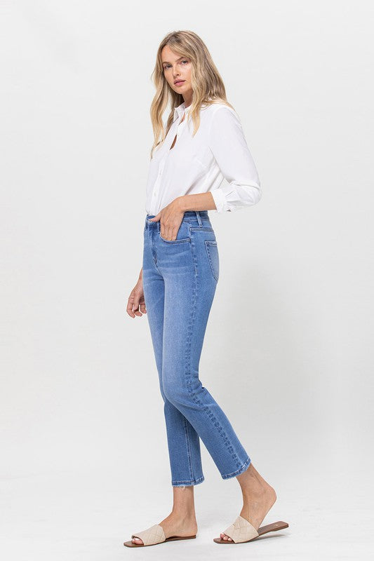 High Rise Crop Straight Jeans