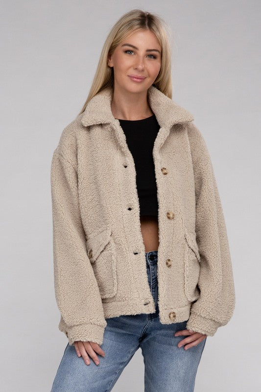 Cozy Sherpa Button Jacket