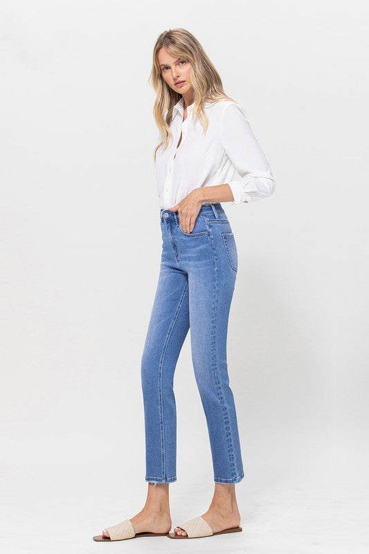 High Rise Crop Straight Jeans